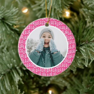 Cute pink personalised Christmas holiday photo Ceramic Ornament