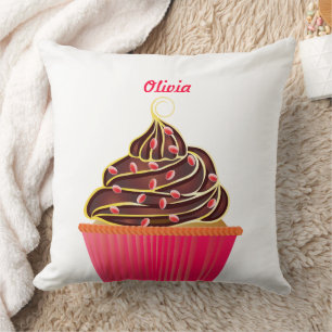 Cute Pink Personalised Cupcake Sprinkles Cushion