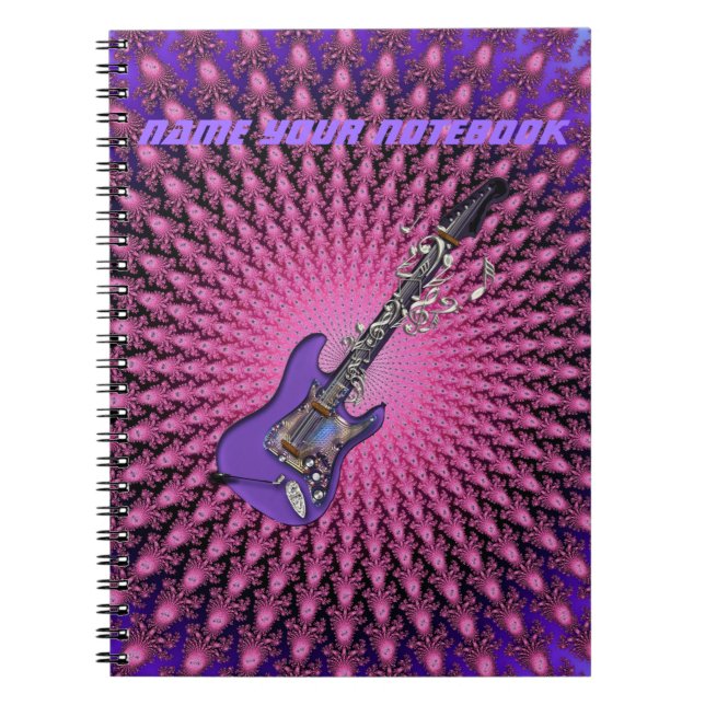 Cute Pink Personalised Guitar Music Notebook (Front)