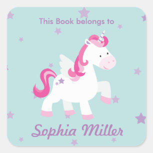 Cute Pink Personalised Magical Unicorn Sticker