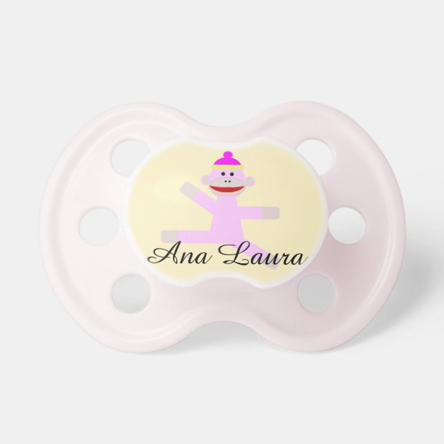 Cute Pink personalised monkey pacifier (Front)