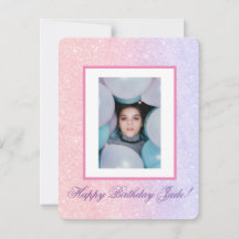 Cute Pink Personalised Name Glitter Birthday