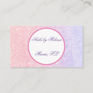 Cute Pink Personalised Name Glitter Business Card