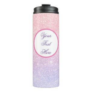 Cute Pink Personalised Name Glitter Thermal Tumbler