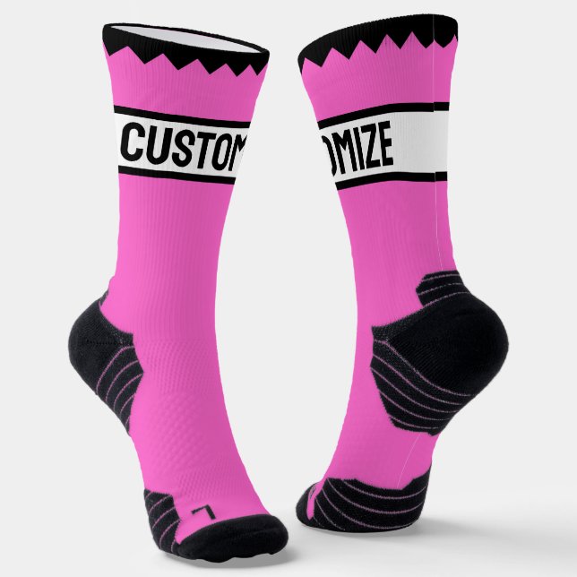 Cute Pink Personalised Name or Text Customisable Socks (Angled)