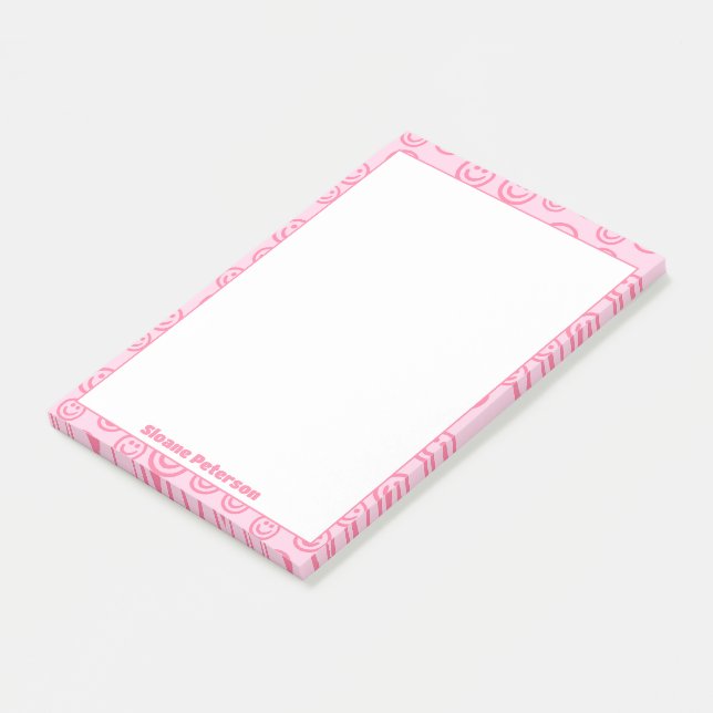 Cute Pink Personalised Preppy Post-it Notes (Angled)