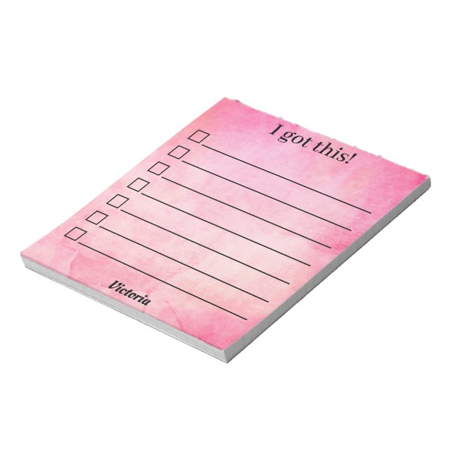 Cute Pink Personalised Your Name Notepad (Rotated)