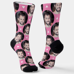 Cute Pink Photo of Boyfriend for Girlfriend  Socks