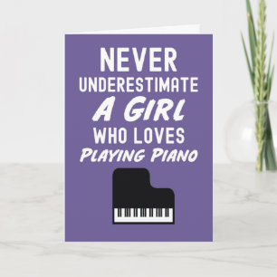 Cute Pink Pianist Cards For Girls Kid Piano Player