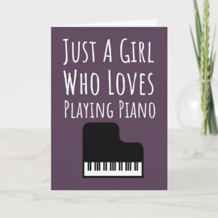 Cute Pink Piano Player Cards For Baby Girl Pianist