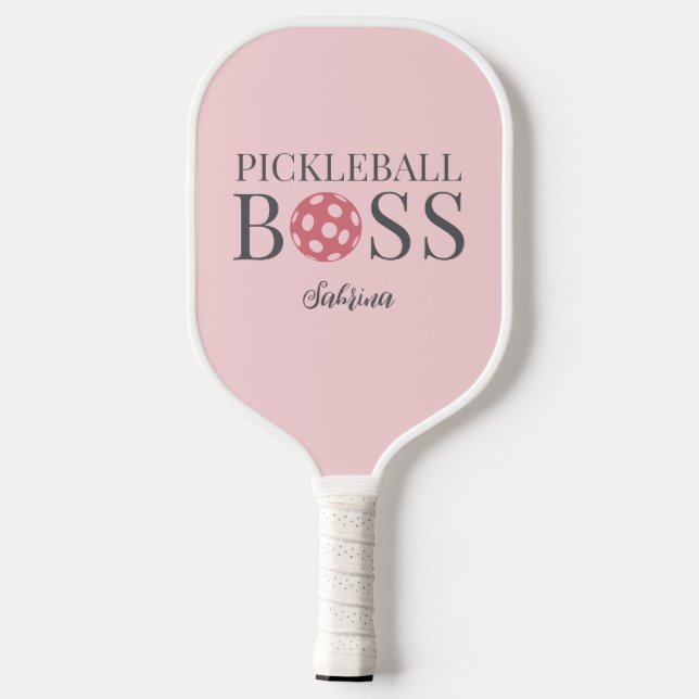 Cute Pink Pickleball Boss  Pickleball Paddle (Back)