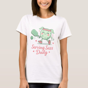 Cute Pink Pickleball Character Funny Saying T-Shirt