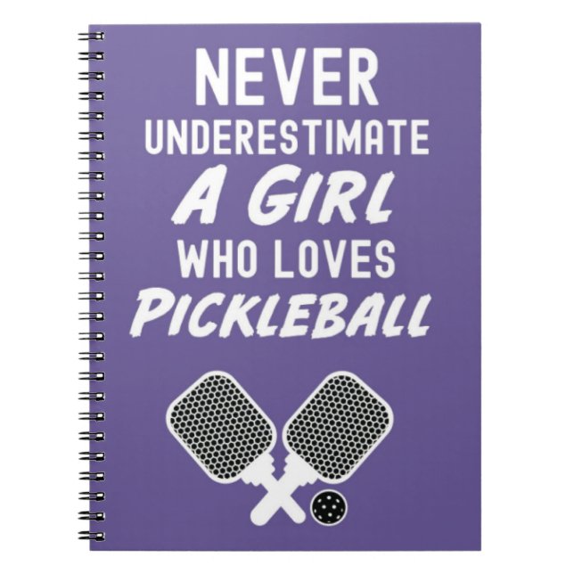 Cute Pink Pickleball Gifts Typography Notebook (Front)