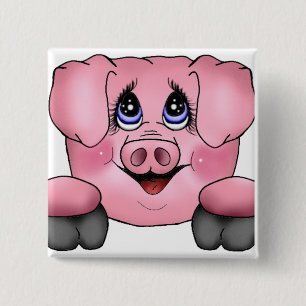 Cute Pink Pig Button