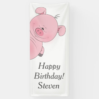 Cute Pink Pig Cartoon Banner