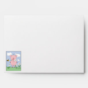 Cute Pink Pig Cartoon Envelope