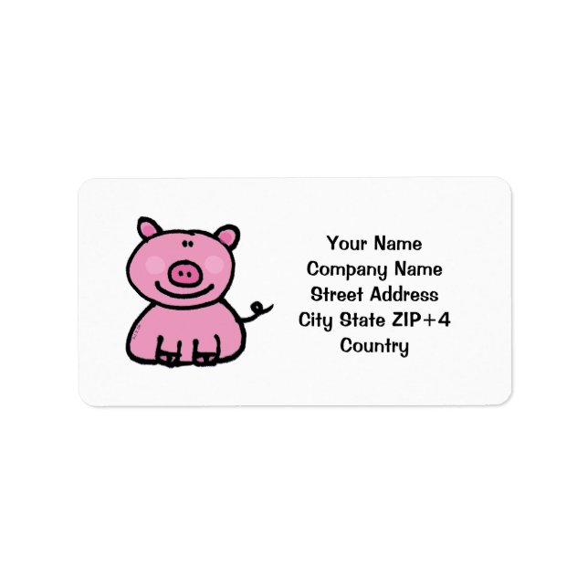 Cute Pink Pig Cartoon Label (Front)