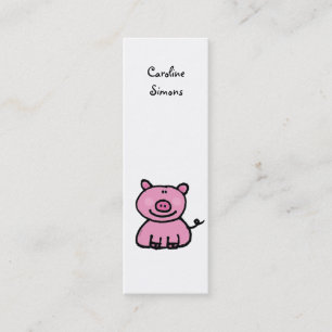 Cute pink pig cartoon mini business card