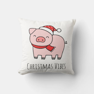 Cute Pink Pig Christmas Vibes Minimalist Cushion