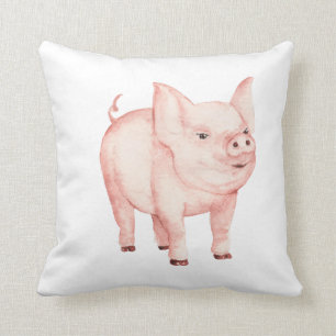 Cute Pink Pig Country Farmer Farm Gift Cushion