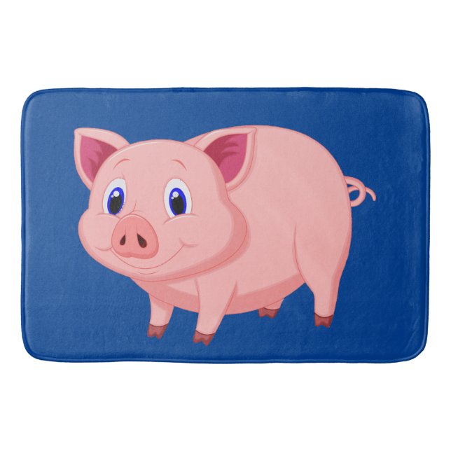 Cute Pink Pig Design Bath Mat (Front)