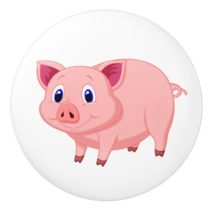 Cute Pink Pig Design Ceramic Knob
