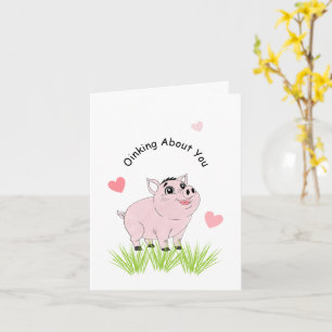 Cute pink pig for Valentine Card