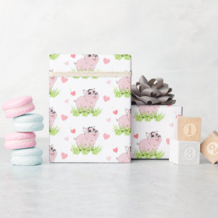Cute pink pig for Valentine Wrapping Paper
