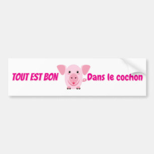 Cute pink pig from a French proverb Bumper Sticker