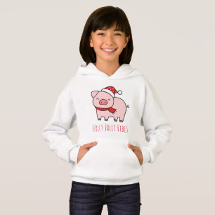 Cute Pink Pig Holly Jolly Vibes Minimalist