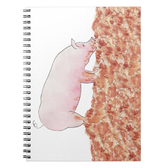 Cute Pink Pig in Mud Funny Watercolour Animal Art Notebook (Front)