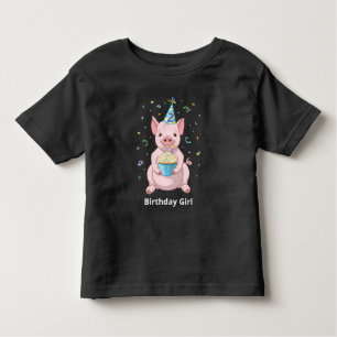 Cute Pink Pig Kids Birthday Party Animal Cake Hat Toddler T-Shirt