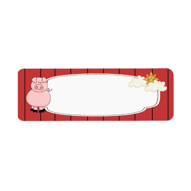 Cute Pink Pig Label Return Address Label (Front)