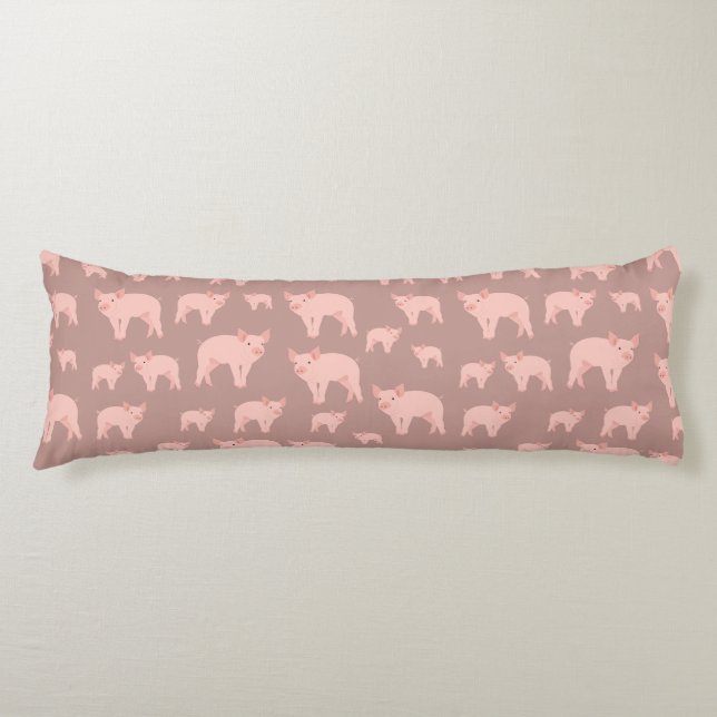 Cute Pink Pig Pattern  Body Cushion (Front)