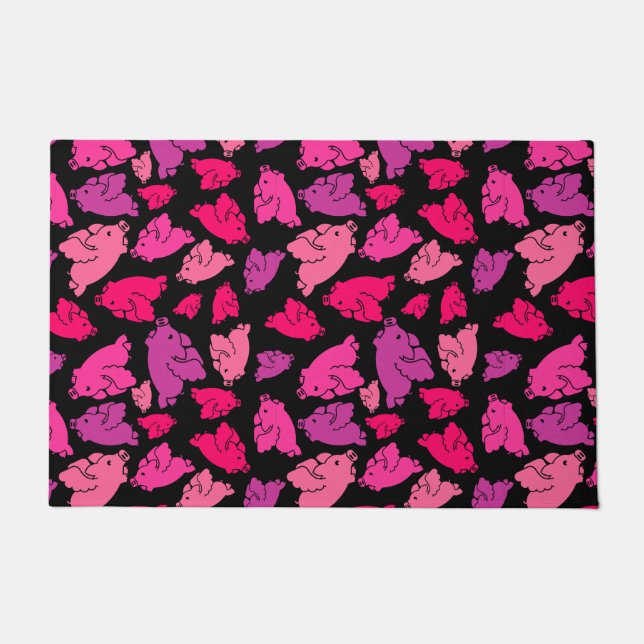 Cute Pink Pig Pattern Doormat (Front)