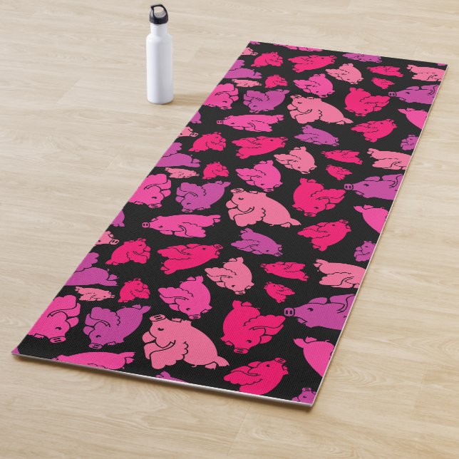 Cute Pink Pig Pattern Yoga Mat (In Situ)
