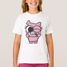 Cute Pink Pig Peace Wink Tongue Out
