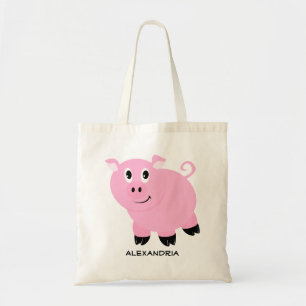 Cute Pink Pig Personalised Adorable Piggy Tote Bag
