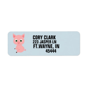 CUTE PINK PIG RETURN ADDRESS LABELS