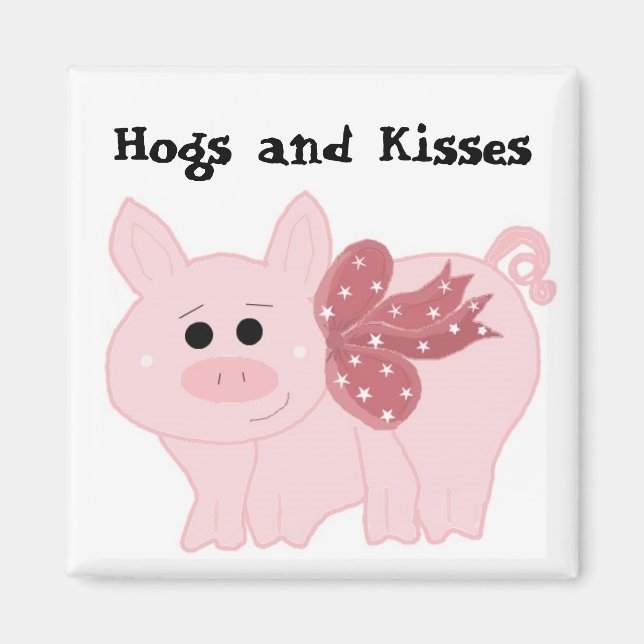 Cute Pink Pig with Funny Saying Magnet (Front)