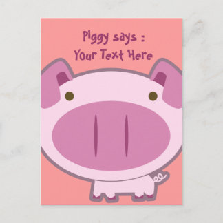 CUTE PINK PIGGY POSTCARD