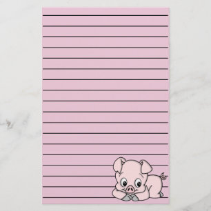 Cute Pink Piglet Farmhouse Country Animal Art Stationery