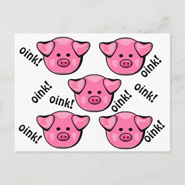Cute Pink Pigs Oinking Postcard (Front)