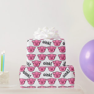 Cute Pink Pigs Oinking Wrapping Paper