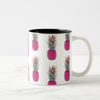 Cute Pink Pineapple Pattern Two-Tone Coffee Mug