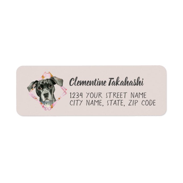 Cute Pink Pitbull Dog Return Address Label (Front)