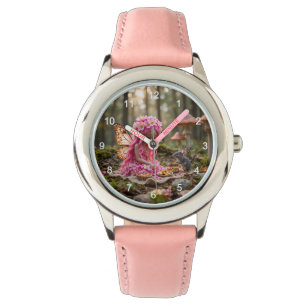 Cute Pink Pixie and Mouse Picnic Watch