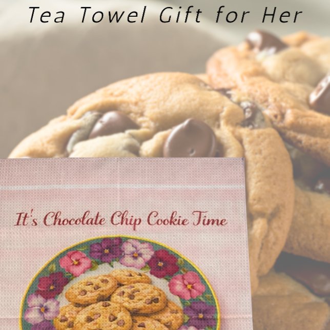 Cute Pink Plaid Baking Cookie Time  Tea Towel (Simply gorgeous cookie tea towel ideal gift for mothers day birthday for grandmother)