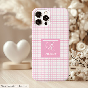 Cute Pink Plaid iPhone Case – Minimalist Phone Gif