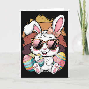 Cute Pink Plaid Pattern Easter Bunny Face Rabbit E Card
